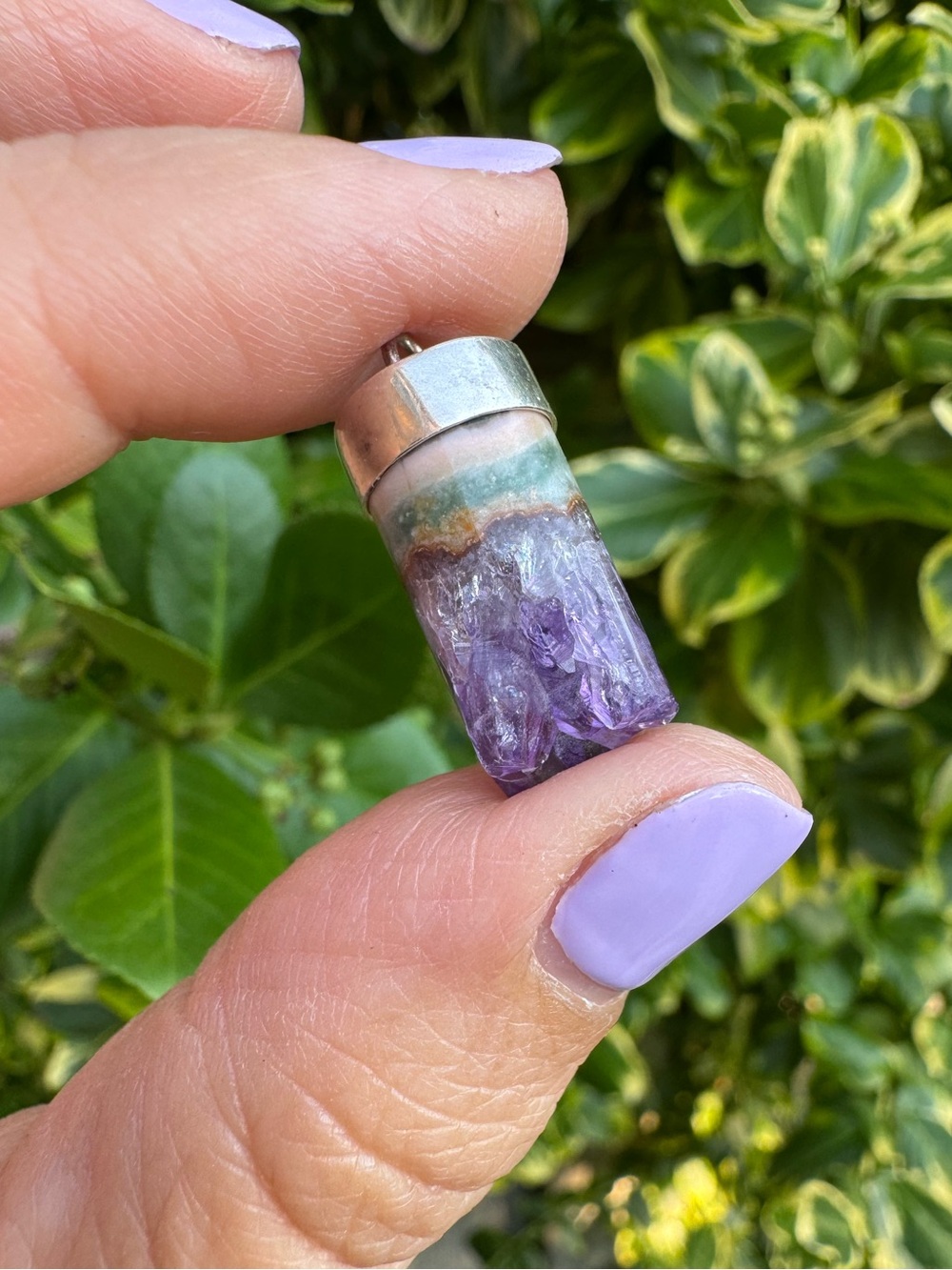 Amethyst Drusy 925 Sterling Silver Cap Pendant Witch Fairy Goblin Earth Core